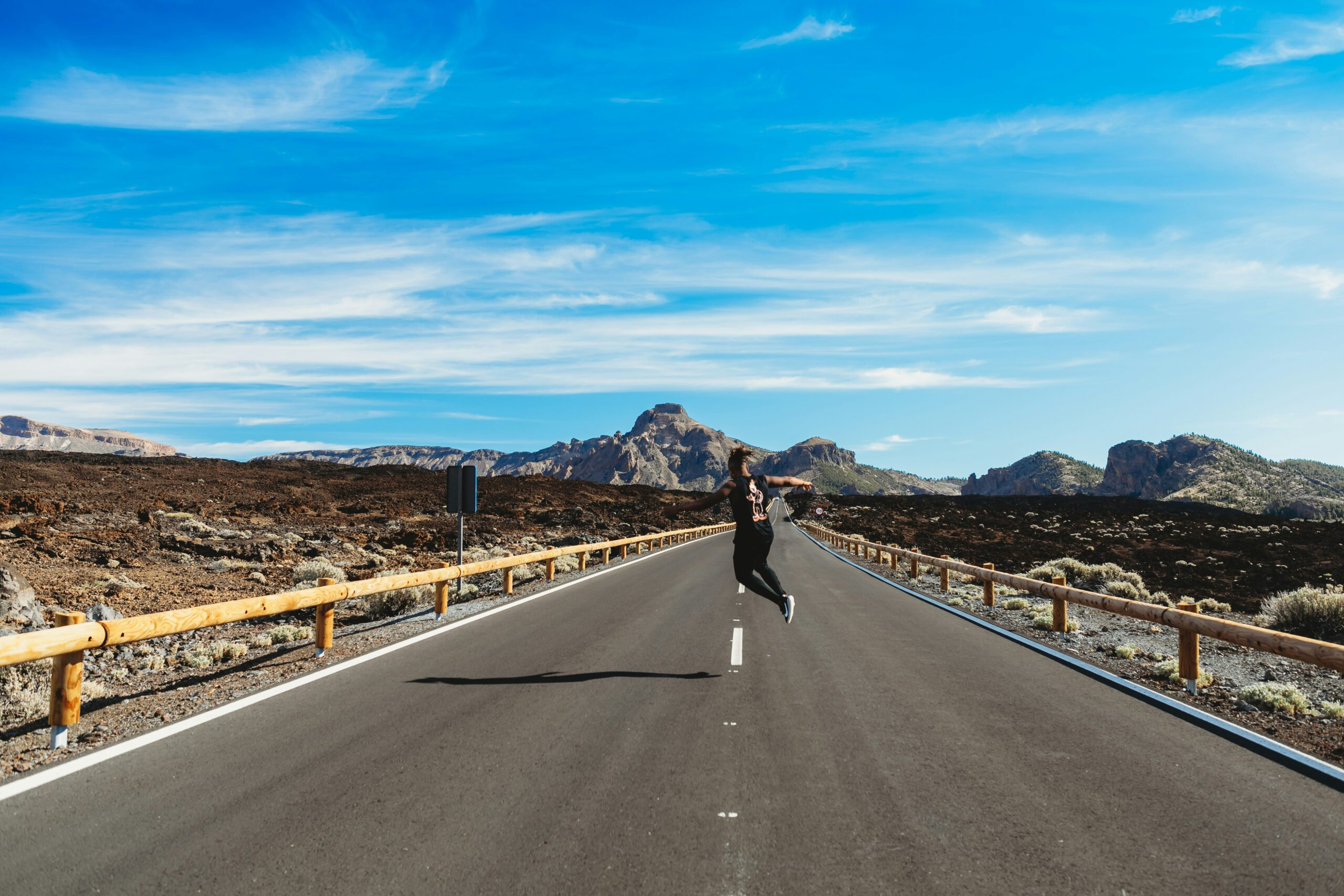 Person running on a road